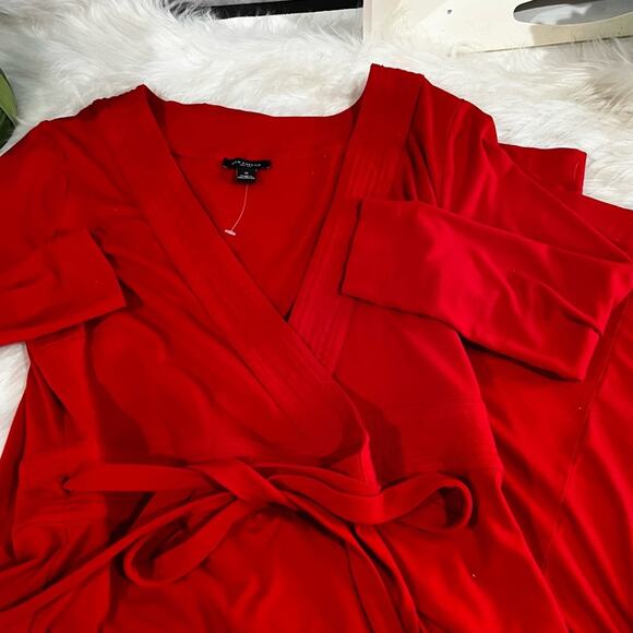 NEW Ann Taylor Modal Classic Fit Flare A-line V-Neck Belted Wrap Midi Dress 0 - Picture 12 of 16